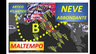 METEO  IN ARRIVO NEVICATE A BASSA QUOTAPIANURA AL NORD MALTEMPO AL CENTROSUD POI FREDDO [upl. by Ajiram]