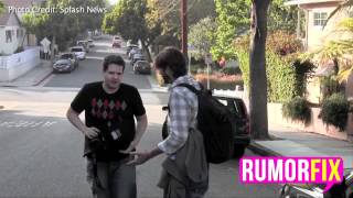 Ashton Kutcher Shoves Paparazzi On The Ground [upl. by Ermey]