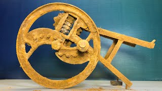 Extremely Rusty Antique Odd Chaff Cutter Machine Restoration video [upl. by Nollahs409]