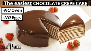 15 Minute Chocolate Crepe Cake ANYONE Can Make [upl. by Darrin346]