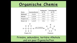 primäre sekundäre tertiäre Alkohole und ein paar Eigenschaften von Alkoholen 27 [upl. by Meesan]