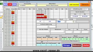 Personalverwaltung mit Excel Zeit erfassen berechnen auswertenavi [upl. by Enram]