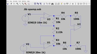 Design and simulate Instrumentational Amplifier on LTspice virtual components Transient analysis [upl. by Chaffinch]