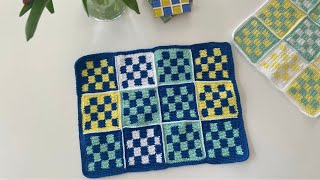 Crochet Placemat Tutorial CHECKERED Design [upl. by Desdamonna]