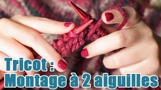 Tricot  Réaliser un montage à deux aiguilles [upl. by Nahn40]