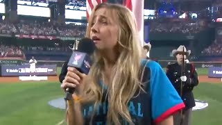 Viral Sensation Ingrid Andress National Anthem Blunder at Home Run Derby [upl. by Ayouqat]