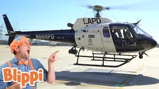 Blippi Explores a Police Helicopter  Blippi  Cars Trucks amp Vehicles Cartoon  Moonbug Kids [upl. by Josephina]