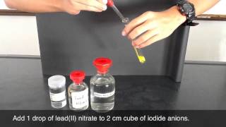 Testing of Iodide Anions  leadII nitrate and nitric acid [upl. by Nonek]