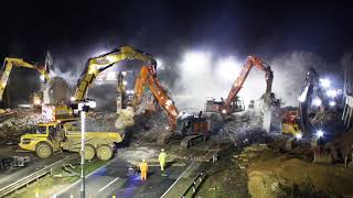 Highways England timelapse video showing the demolition of Brampton Bridge on the A1 [upl. by Putnam]