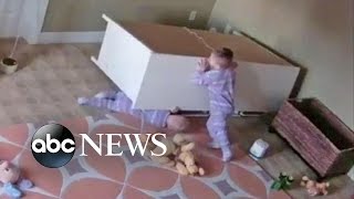 Boy Rescues Twin Brother From Fallen Dresser [upl. by Adniuqal473]