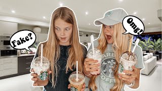 STARBUCKS AT HOME BFF CHALLENGE  MaVie Noelle Family [upl. by Nov]