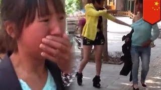 Poor wife slapped by devil mistress on the street in front of own husband [upl. by Essilrahc]