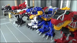 Power Rangers Dino Charge 4 Dinosaur Megazord Toys Transformation 파워레인저 다이노포스 4대 공룡 로봇 장난감 변신 [upl. by Eerual]