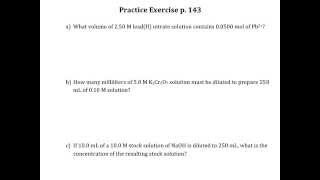 Practice Exercise p 143 Molarity of Ions and Dilutions [upl. by Rilda327]