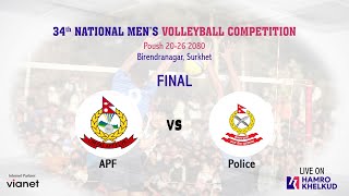 APF vs Police  FINAL 34th National Mens Volleyball 2080  एपीएफ विरुद्ध पुलिस [upl. by Adalie991]