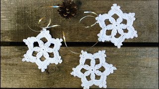 Easy Crochet Dainty Snowflake Ornament Tutorial [upl. by Senn273]