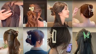 How To Put Your Hair Up In A Claw Clip💖Easy Claw Clip Half Up hairstyle [upl. by Nidraj74]