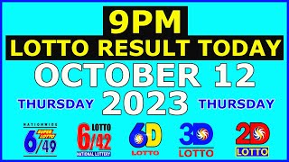 9pm Lotto Result Today October 12 2023 Thursday [upl. by Averill]