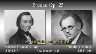 Chopin Études Op 25 Backhaus 1928 ショパン 12の練習曲作品25 バックハウス [upl. by Terzas]