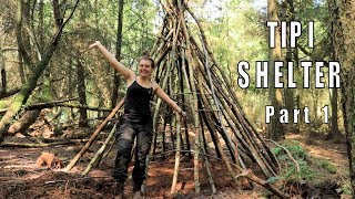 Bushcraft Tipi Shelter Build  Woods Camp  EP 1 [upl. by Eonak]