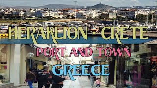 4K Heraklion Crete Port and Walking in Town  Greece [upl. by Rochelle]