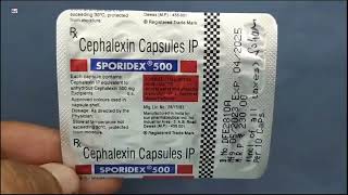 SPORIDEX 500 Capsule  Cephalexin Capsule  SPORIDEX 500mg Capsule Uses Side effects benefits Dosage [upl. by Diahann]