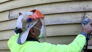 Sanding weatherboards and preparing for painting with 5quot makita grinder [upl. by Fredi450]