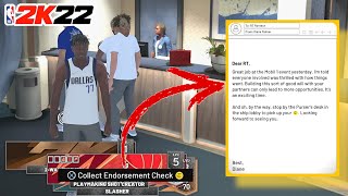 NBA 2K22 WHERE TO COLLECT YOUR VC Endorsement Check FROM YOUR SPONSORS [upl. by Sherer121]