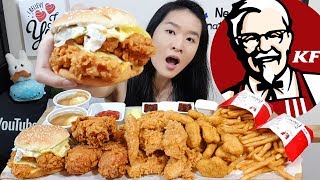 KFC CHEESY ZINGER STACKER BURGER Dip N Share Bucket Hot amp Crispy Fried Chicken Mukbang Eating Show [upl. by Nodnarbal]