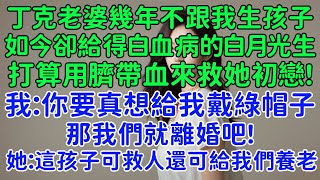 丁克老婆幾年不跟我生孩子，如今卻給得白血病的白月光生，打算用臍帶血來救她初戀的命。我：你要真想給我戴綠帽子，那我們就離婚吧！她：這孩子可以救人這孩子將來還能給我們養老送終呢！我：離婚！ [upl. by Gariepy]