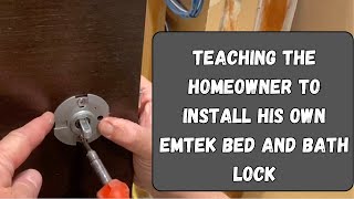 I teach a homeowner how to install an Emtek interior bed and bath lock privacy lock [upl. by Sullecram]