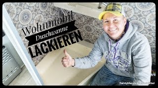 WOHNMOBIL SANIEREN  Duschwanne selber lackieren [upl. by Aidnama]