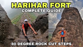 HARIHAR FORT trek in Monsoon 😱 Most thrilling  Complete Guide  हरिहर गड  Nashik Maharashtra [upl. by Neibaf287]