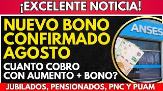 ⚡️ Nuevo BONO CONFIRMADO para Jubilados  Cuanto COBRO con Aumento ➕ Bono Pensionados PNC ANSES [upl. by Willing]