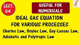 Lecture 4  Ideal Gas Equation For Various Processes [upl. by Ennaid956]