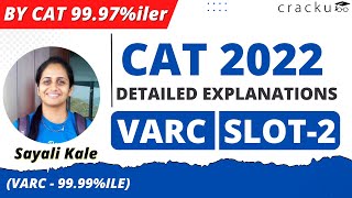 CAT 2022  VARC Slot2 Video Solutions 🔥 With Detailed Explantion By Sayali Kale [upl. by Atauqal14]