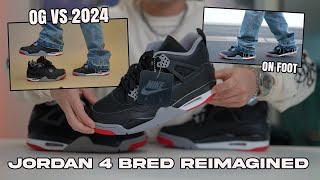 Jordan 4 Bred Reimagined  COMPARISON ON FOOT and REVIEW [upl. by Darn]