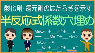 【半反応式】酸化剤･還元剤のイオン反応式の係数穴埋め【化学基礎･モル学園】高校化学／酸化･還元 [upl. by Naellij]