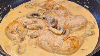 MUSLOS DE POLLO EN SALSA DE CHAMPIÑONES Y CREMA  FÁCIL Y RICO [upl. by Samaj]