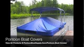 Pontoon Boat Covers With Snaps and Support System For Furniture Protection When Mooring [upl. by Lorenzo237]