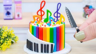 Satisfying Sweets How to Make a Tiny Rainbow Piano Cake Beautiful Miniature Rainbow Cake [upl. by Ramsay]