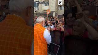 Elderly woman ties Rakhi to PM Narendra Modi in Ahmedabad  Lok Sabha Elections [upl. by Notniuq]