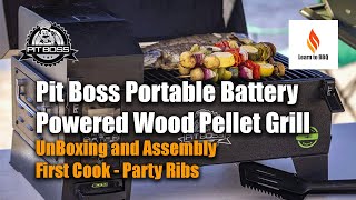 Pit Boss Portable Battery Powered Wood Pellet Grill Unboxing and Assembly  Party Ribs Lowesfinds [upl. by Sergu630]