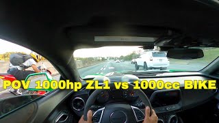 1000hp ZL1 POV vs 1000cc BIKE [upl. by Annoid]