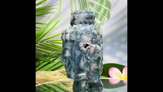 Moss Agate Blue Crystal Buddha Healing Carving 1412g [upl. by Nirtiak184]