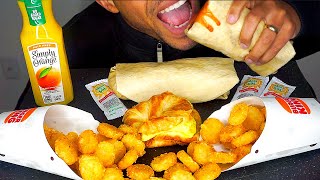 ASMR BURGER KING BREAKFAST MUKBANG  CHEESY EGGNORMOUS BURRITO CRISPY HASH BROWNS EATING CHALLENGE [upl. by Vladamar448]