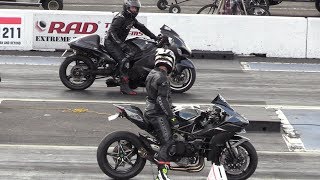 H2 Ninja vs Hayabusa  motorcycles drag racing [upl. by Ynnub]