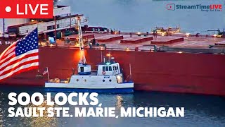 Soo Locks Sault Ste Marie Michigan USA  Streamtime LIVE [upl. by Ytsur]