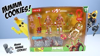 Fortnite Toys Gingerbread Set Peely and Longshot Unboxing Jazwares [upl. by Naziaf]