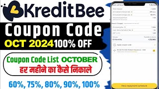 Kreditbee Coupon Code October 2024  kreditbee coupon code for processing fee  coupon code today [upl. by Airtap]